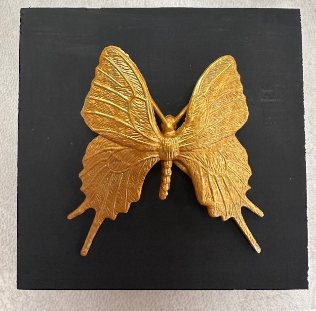 gold butterfly on black canvas 