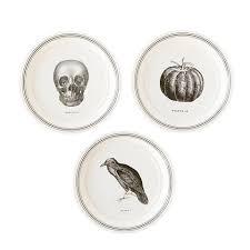 plates with skull , raven, pumpkin