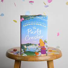 Image of the book Party Crasher by Sophie Kinsella with falling confetti.